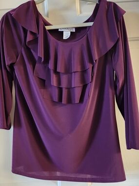Claudia Richard Deep Plum Ruffle Neck Blouse